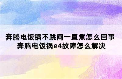 奔腾电饭锅不跳闸一直煮怎么回事 奔腾电饭锅e4故障怎么解决